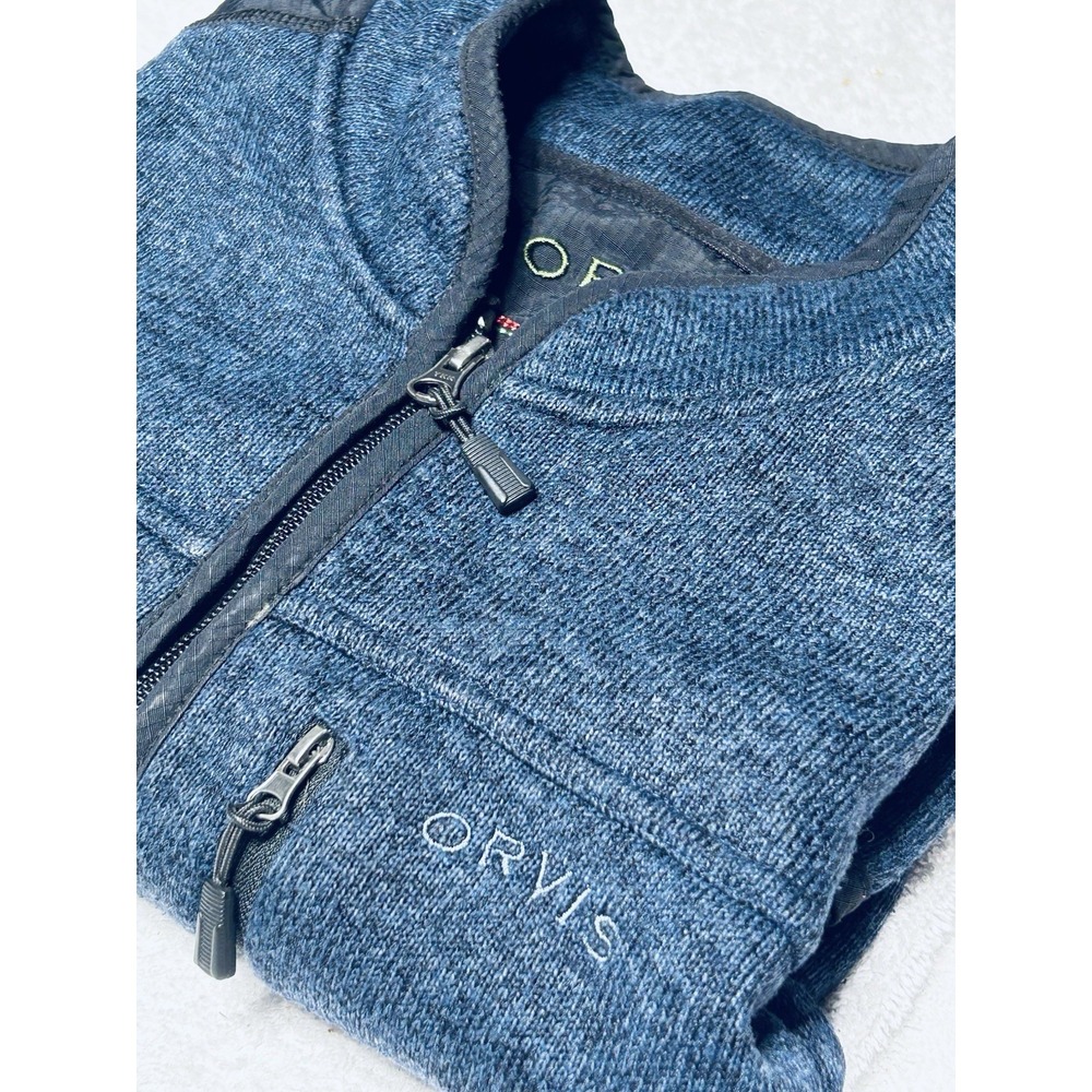 Orvis Men's Sweater Fleece Vest Size Large Full Zip Hybrid Blue Flawless